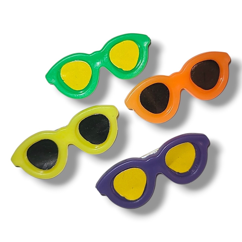Vintage 80s 90s Sunglasses Brooch Pin Lot Colorful Plastic‎ Retro Fashion Set 4